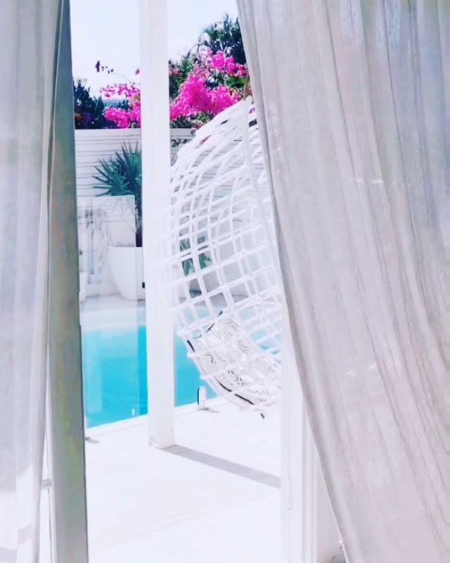 The hammock net over the pool
